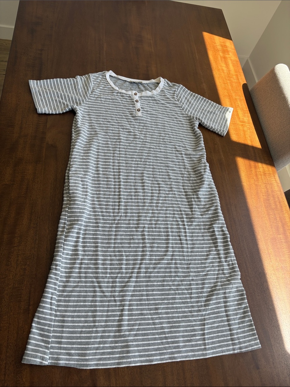 Polagram Gray & White Striped Midi Dress